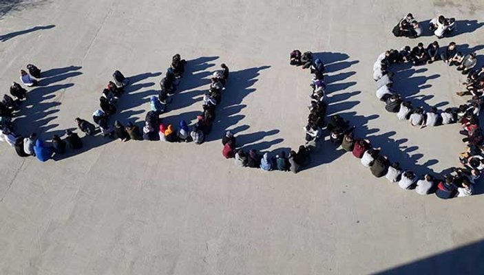 Zonguldaklı öğrenciler tepki için Kudüs yazdı