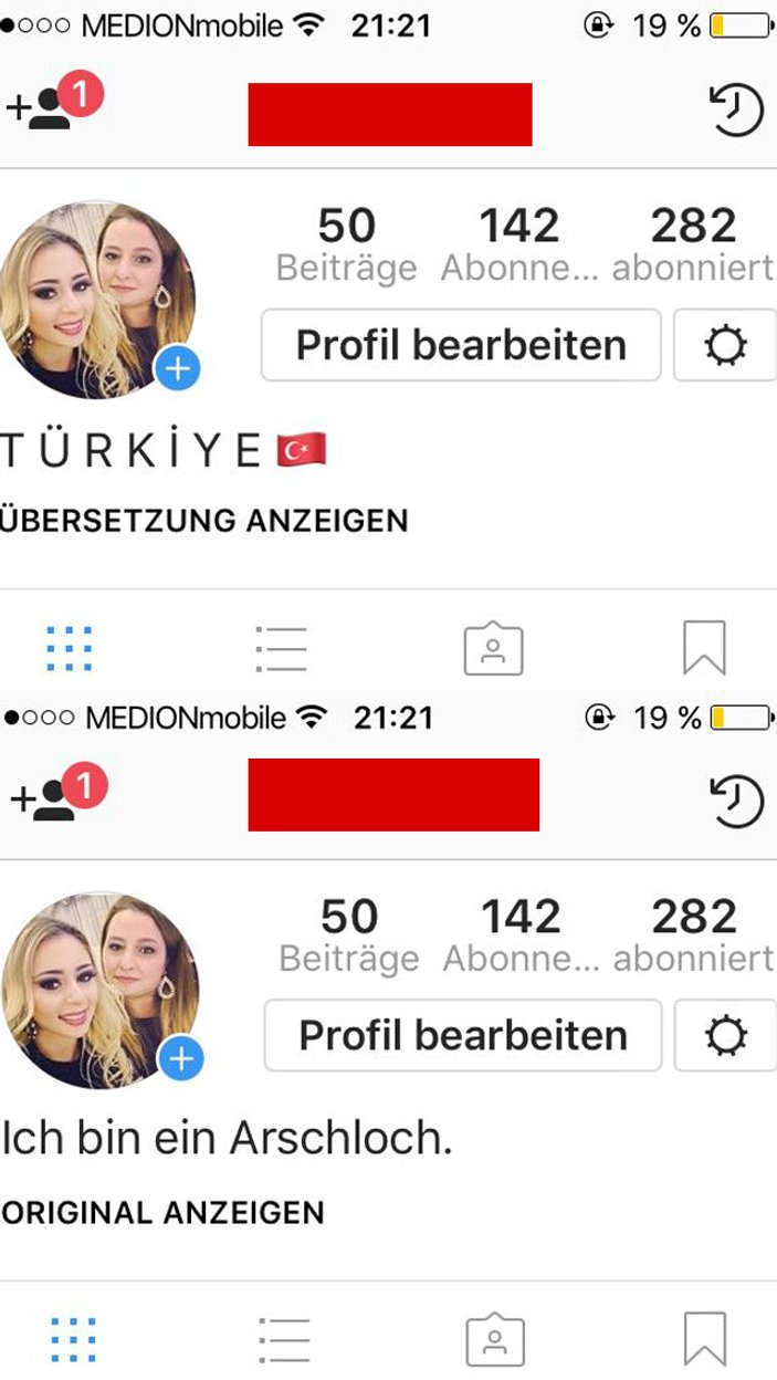 Instagram'da Almanca skandal