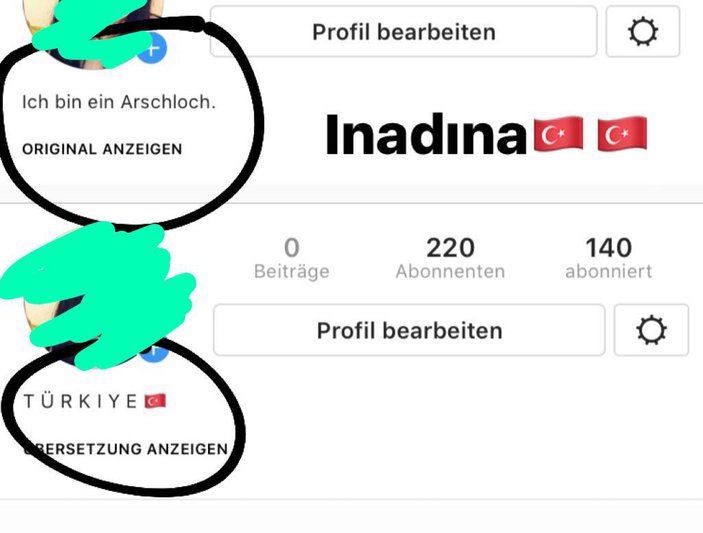 Instagram'da Almanca skandal