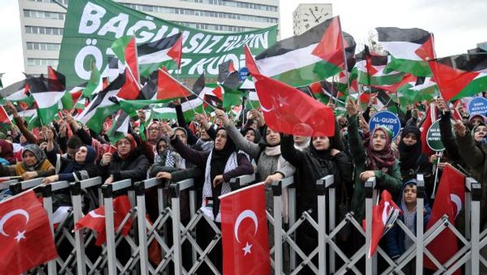 Ankara'da binlerce kişiden 'Kudüs' protestosu