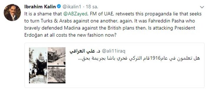 BAE Dışişleri Bakanı Abdullah bin Zayed'den küstah tweet