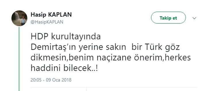 Hasip Kaplan'dan Sırrı Süreyya'ya; gitsin film çeksin