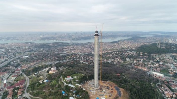 Çamlıca Kulesi’ndeki çalışmalar havadan görüntülendi