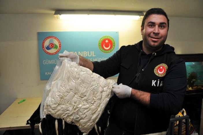 Atatürk Havalimanı’nda 200 adet porsuk kürkü yakalandı
