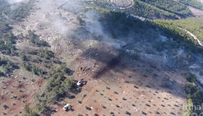 Afrin'deki teröristlerin tankla vurulma anları