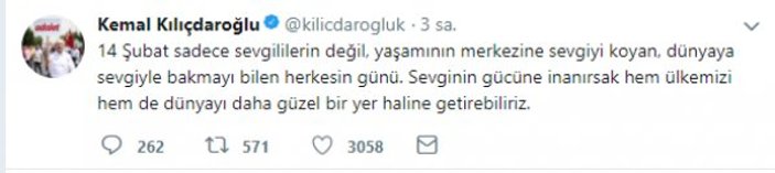 Kılıçdaroğlu, Sevgililer Günü'nü kutladı