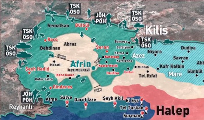 TSK'nın yeni hedefi: Afrin'in güneyi