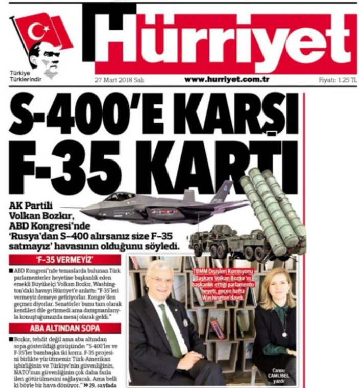 Hürriyet'in S-400 manşeti algı çıktı