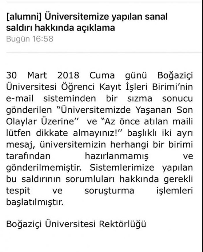 Boğaziçi Üniversitesi'ni karıştıran asılsız mailler