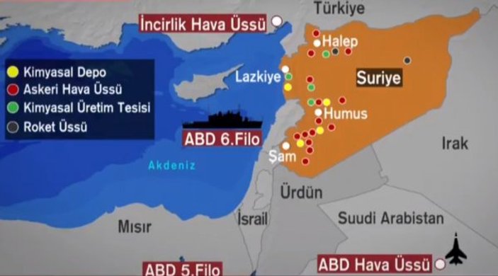 Suriye'ye kimyasal harekatın haritaları