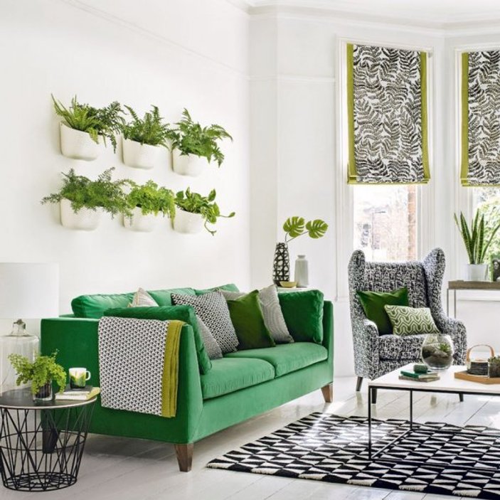 2018'in modası yeşil oturma odası fikirleri