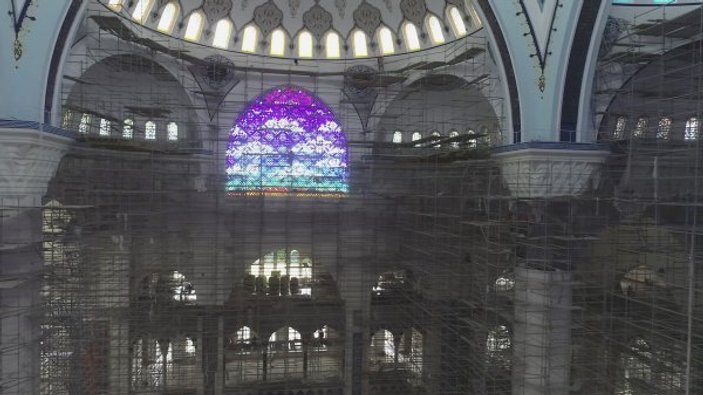 Çamlıca Camii’nin içi ilk kez drone ile görüntülendi