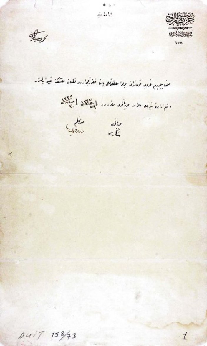 Atatürk'e verilen Samsun talimatının orijinal nüshası