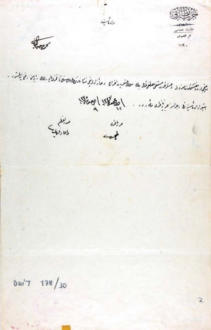 Atatürk'e verilen Samsun talimatının orijinal nüshası