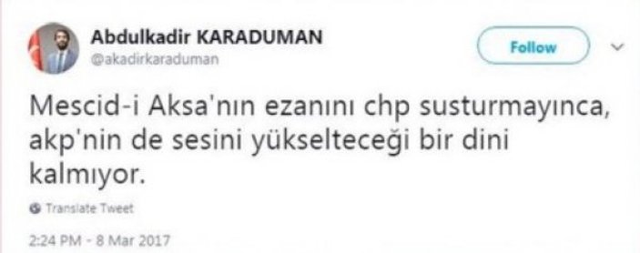 CHP'nin Saadet Partili adayı Karaduman'ın tweet'leri