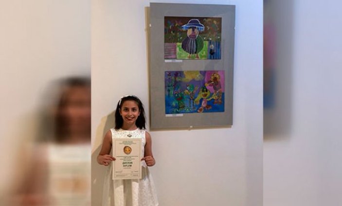 10 yaşındaki Sude resim yarışmasında birinci oldu