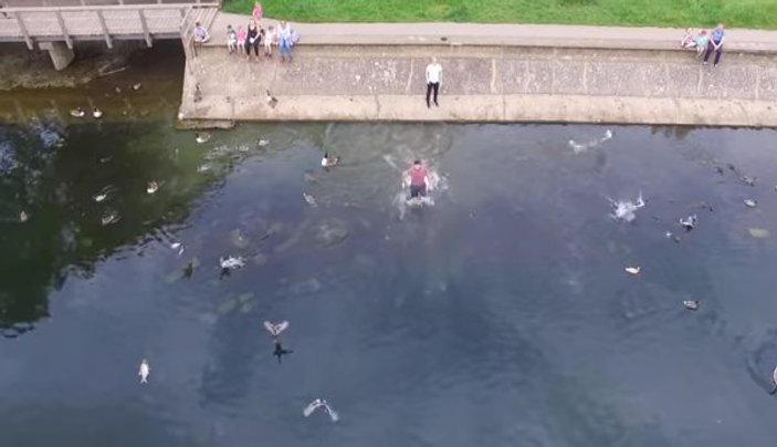 Drone'un suya düşmesine son anda engel oldu