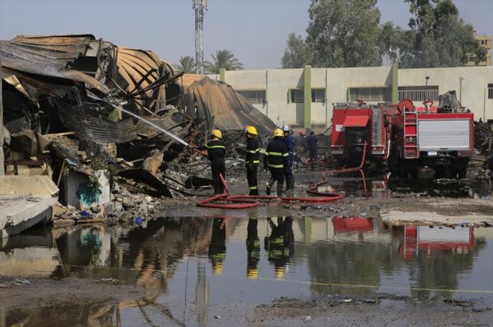 Irak'ta oyların yandığı depoda temizlik yapılıyor