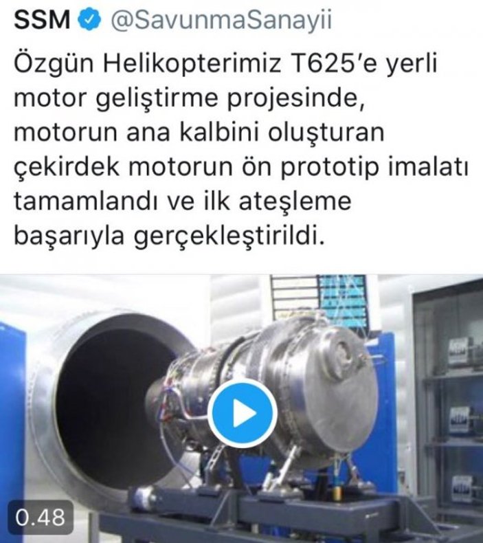 Türkiye'nin ilk yerli türbin motoru başarıyla test edildi