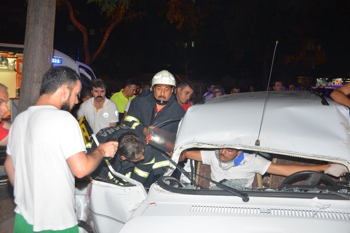 Adana'da alkollü sürücü takla attı