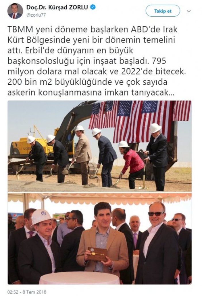 ABD Erbil'de başkonsolosluk inşa ediyor