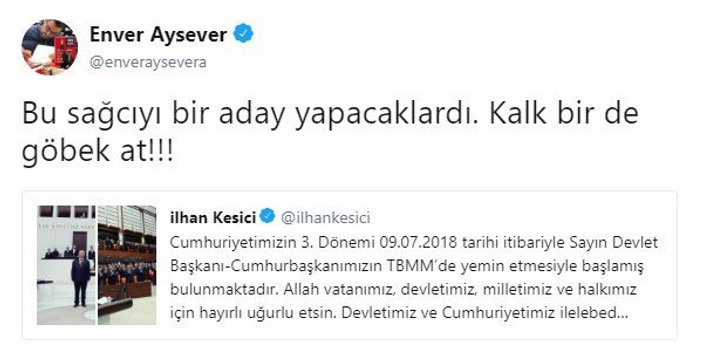 İlhan Kesici, Başkan Erdoğan'ı tebrik etti