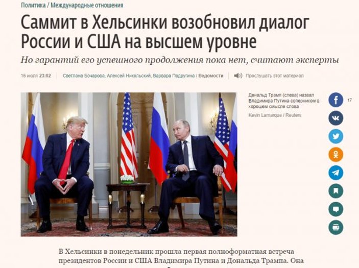 Rus basınında Putin- Trump zirvesinin yansımaları