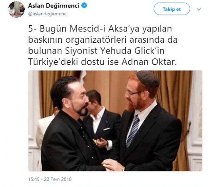 Adnan Oktar'ın dostu Mescid-i Aksa'ya saldırı düzenledi