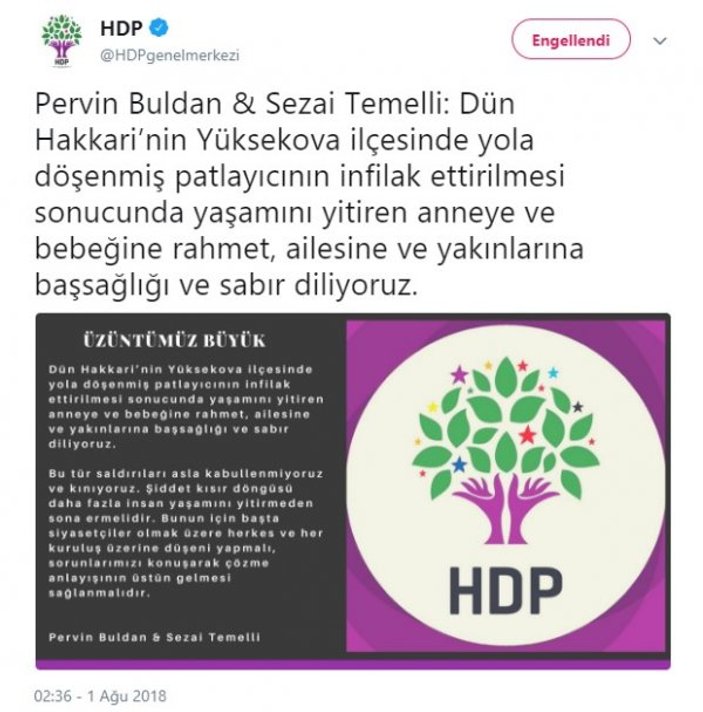 HDP yüzsüzlüğü: Hakkari'deki saldırıyı kınadılar