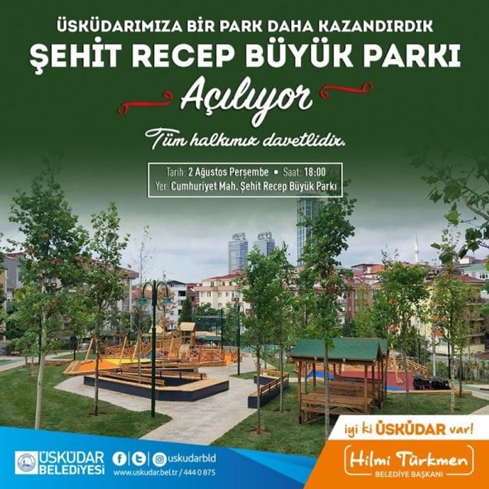 Üsküdar'da Şehit Recep Büyük Parkı açıldı
