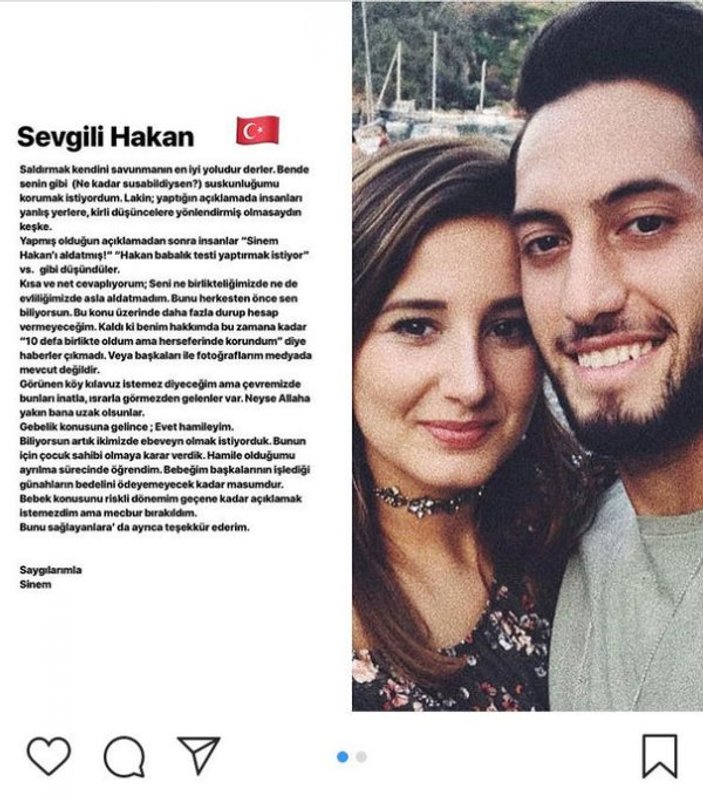 Eşi Hakan Çalhanoğlu'na cevap verdi