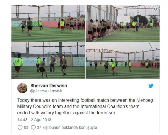 ABD Menbiç'te teröristlerle halı saha maçı yaptı