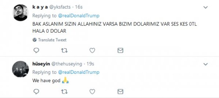 Trump'ın sözlerine Türk kullanıcılarından cevap