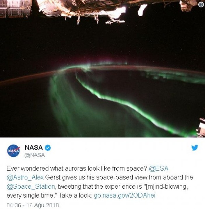 NASA Kuzey Işıklarını uzaydan görüntüledi