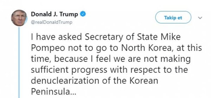 Pompeo'nin Kuzey Kore ziyaretine Trump engeli