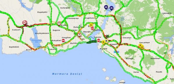 Bayram tatili sonrası İstanbul'da trafik haritası
