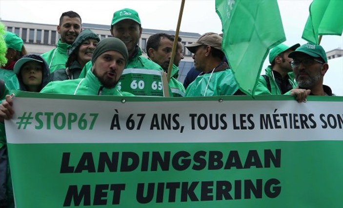 Brüksel'de emeklilik protestosu