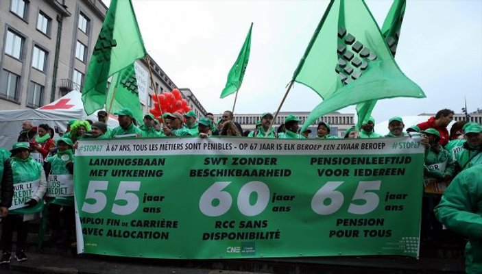 Brüksel'de emeklilik protestosu