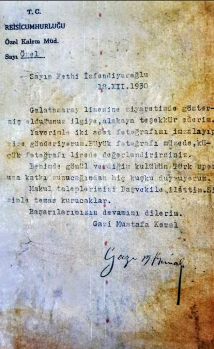 Galatasaraylıların paylaştığı Atatürk belgesi