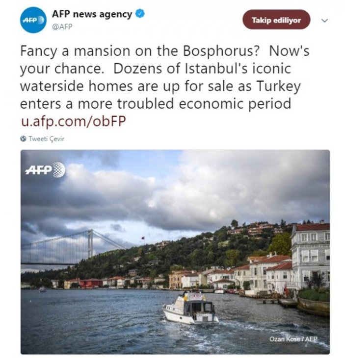 AFP'nin Türkiye'den ev alın önerisi
