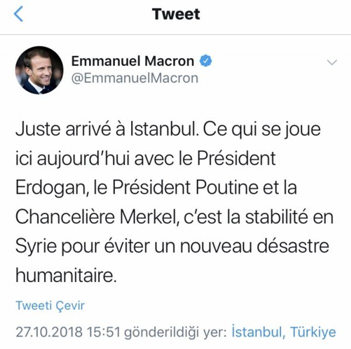 Macron'dan dörtlü zirveye özel tweet
