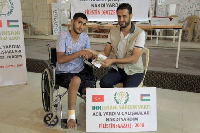 Gazzeli yaralılara maddi yardım