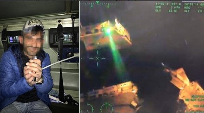 Polis helikopterine lazer tutan zanlı yakalandı