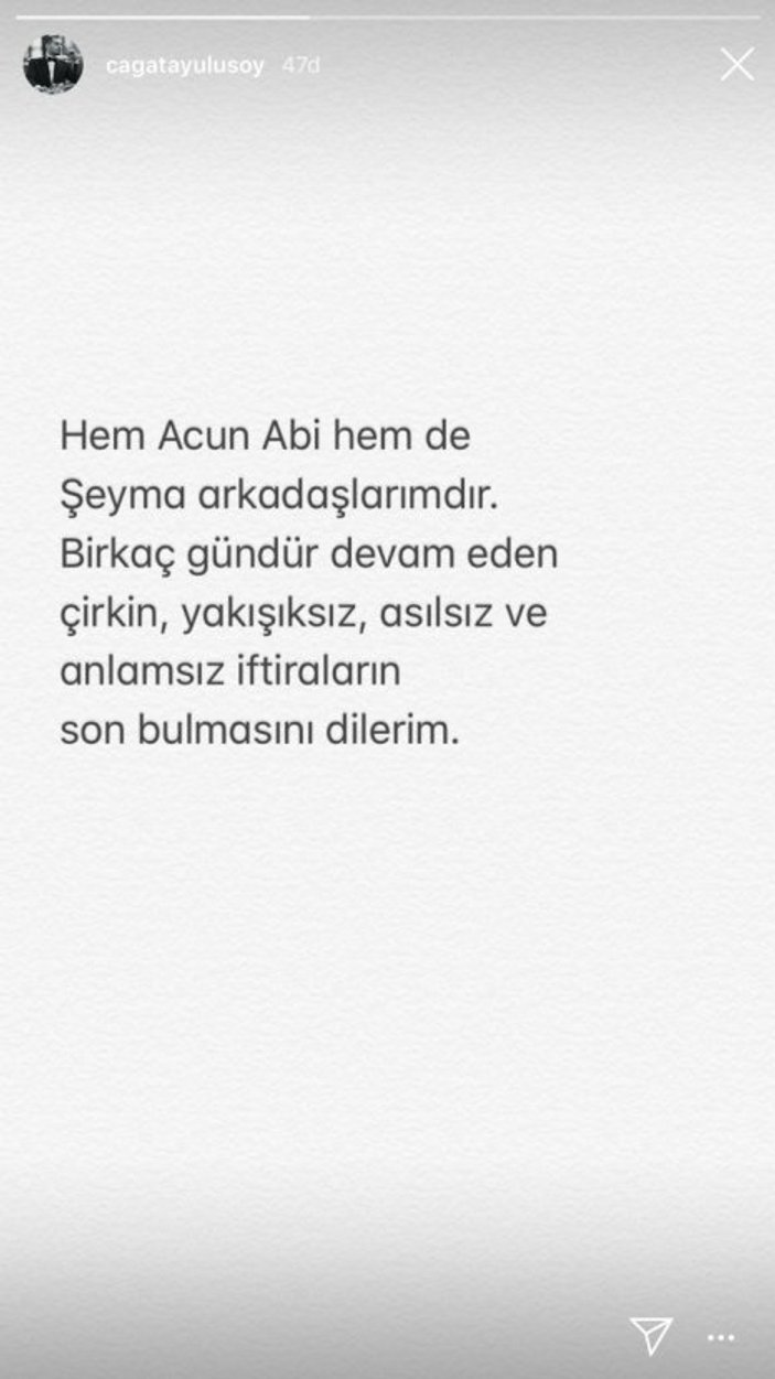 Çağatay Ulusoy: Asılsız iftiraların son bulmasını dilerim