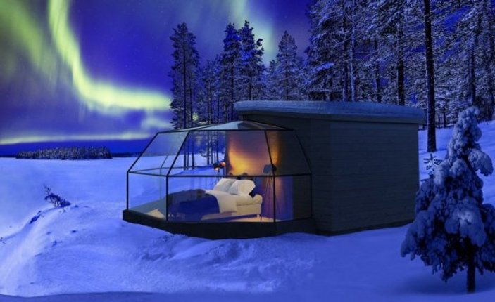 Belgesel gibi tatil: Buz evlerinde Kuzey Işıkları