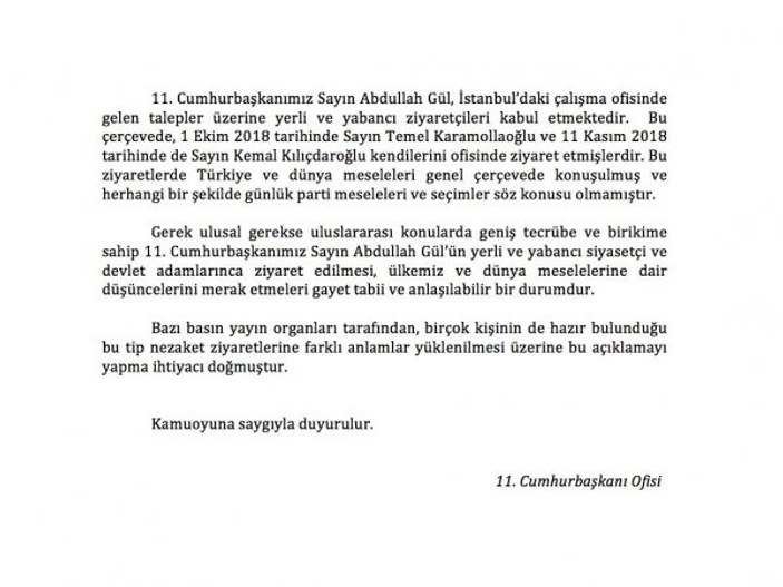 Gül'den Kılıçdaroğlu ve Karamollaoğlu açıklaması
