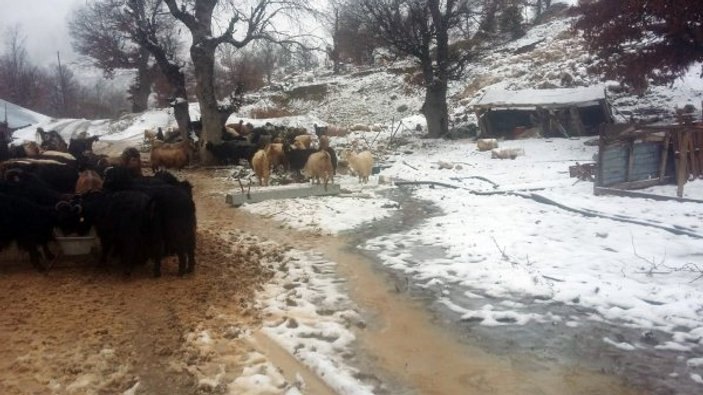 Antalya'da kar yağışı 2 çobana zor anlar yaşattı