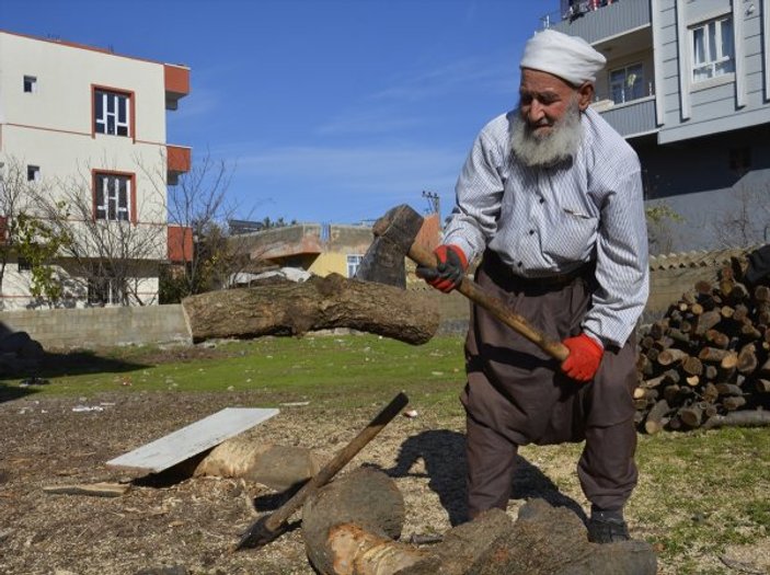 72 yaşında günde 2 ton odun kırıyor