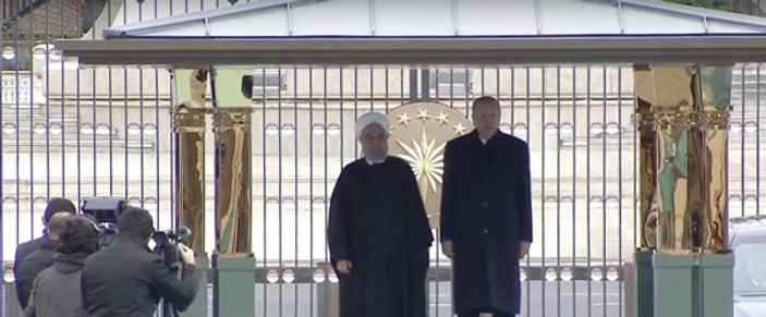 Cumhurbaşkanı Erdoğan Hasan Ruhani'yi kabul ediyor