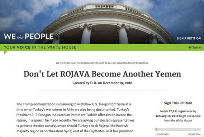 Beyaz Saray'ın sitesinde YPG için kampanya